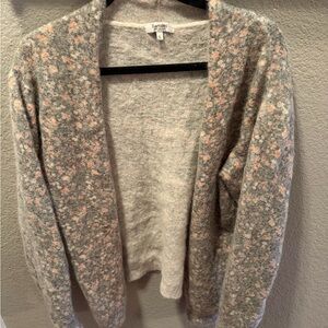 Bartolini Made in Italy Mohair Alpaca Blend Open Cardigan Sweater Gray Pink L